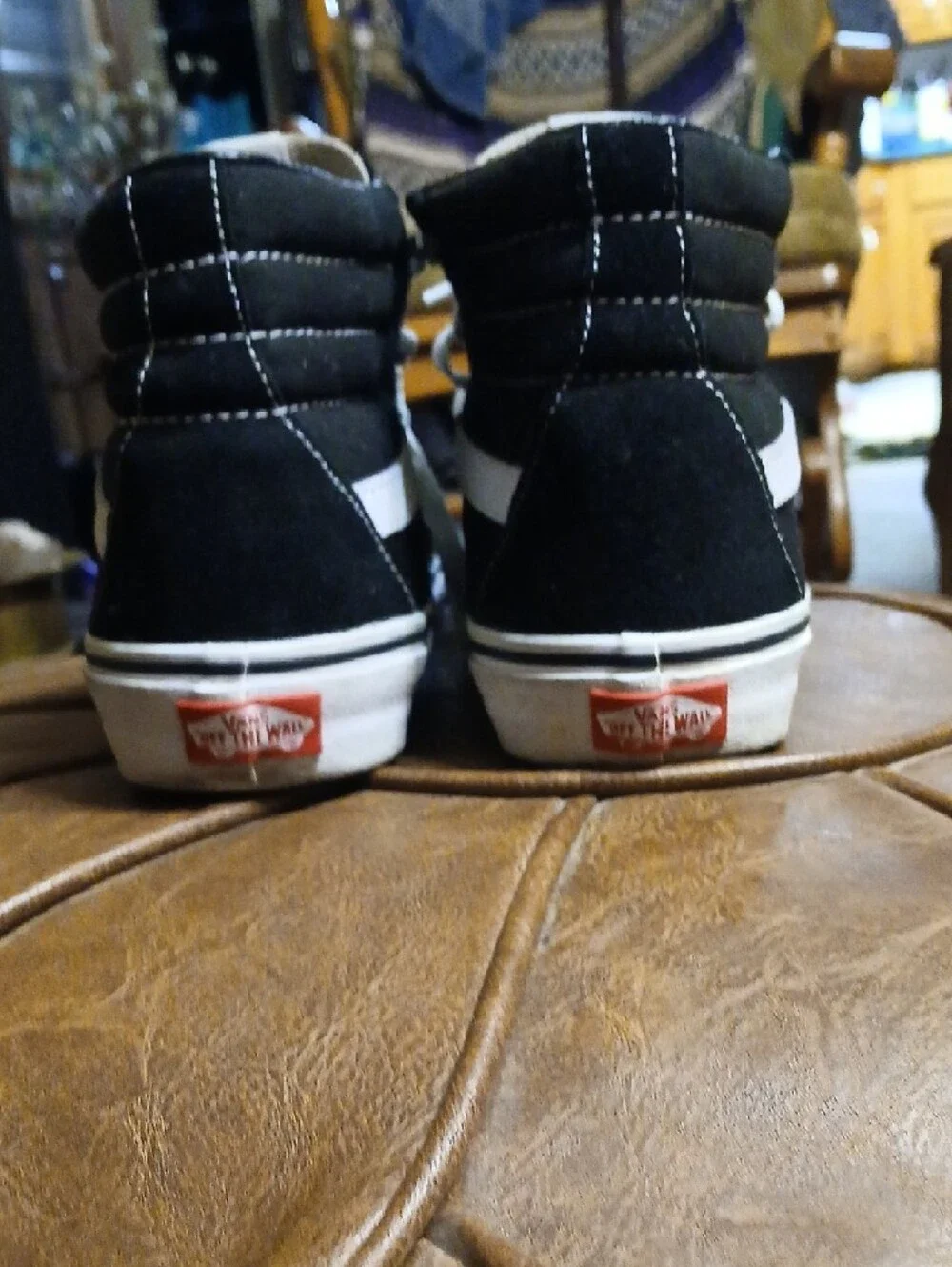 Vans Black &‎ White Classic High-Top Sneakers,mens Sz.6.5,womens Sz.8